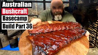 Australian Bushcraft Basecamp Build Part 36 [YeeHaw Cowboy...get some ribs in YALL! ]