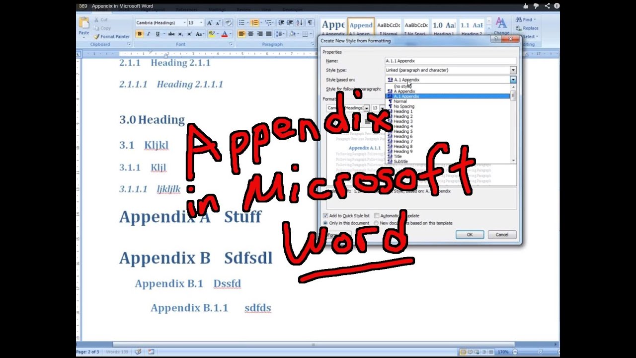 Automated Appendix In Microsoft Word