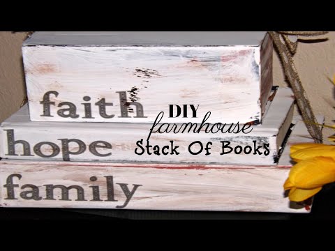 DIY Farmhouse Stack Of Books | Dollar Tree | Thrifted Craft - YouTube