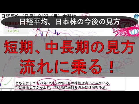8月23日、短期と向こう6か月程度の日経平均、日本株の方向性、見方 流れに乗って利益を上げる 需給分析 クロス取引