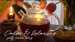 Calm and Relaxing Day at Home Baking Vegan Carrot Cake Knitting a Coaster Silent