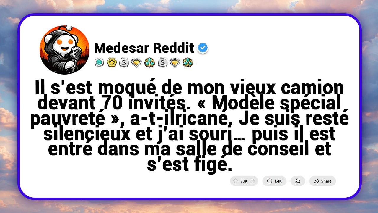 Mon gendre m’a traité de « simple chauffeur » — puis il est entré dans ma salle de conseil en.......