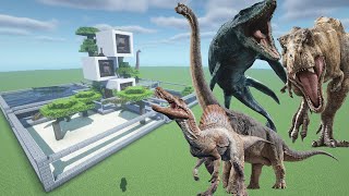How To Make a Brachiosaurus, Mosasaurus, Spinosaurus, and T-rex Farm in Minecraft PE
