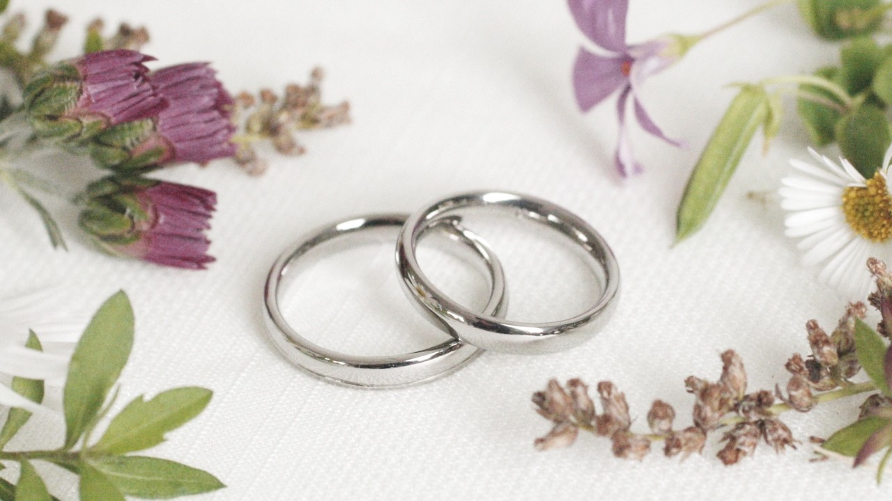 金属アレルギー対応】純チタン削り出し無垢のセミオーダー結婚指輪（甲