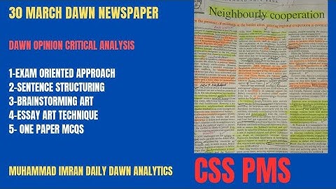 Dawn Opinion Critical Analysis 30th Match , 2025 | CSS PMS  Preparation| Pak-Afghan Ties| CAPA