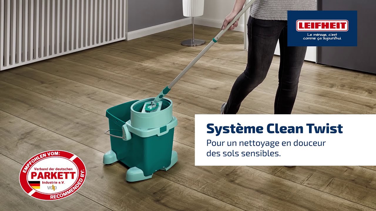 Leifheit Balai plat Clean Twist M Ergo avec roulettes