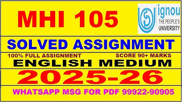 MHI 105 solved assignment 2025-26 in English || mhi 105 solved assignment 2026 || mhi105 2025-26