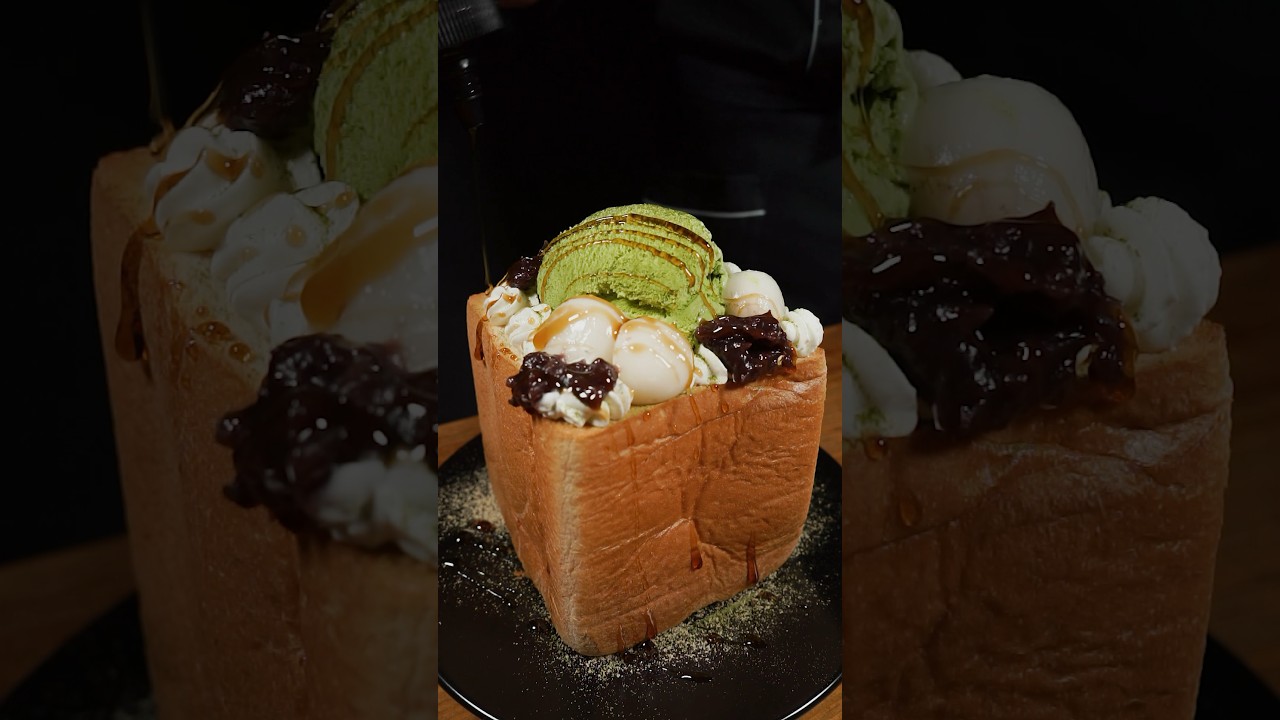 Melty Matcha Chocolate Toast🍵🍫🍞 #Shorts #ASMR