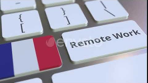 Remote Work Text and Flag of France on the Computer Keyboard | Motion Graphics - Envato elements