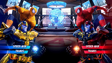Yellow Spiderman & Thanos vs Spiderman & Thanos (Very Hard) - Marvel vs Capcom | 4K UHD Gameplay