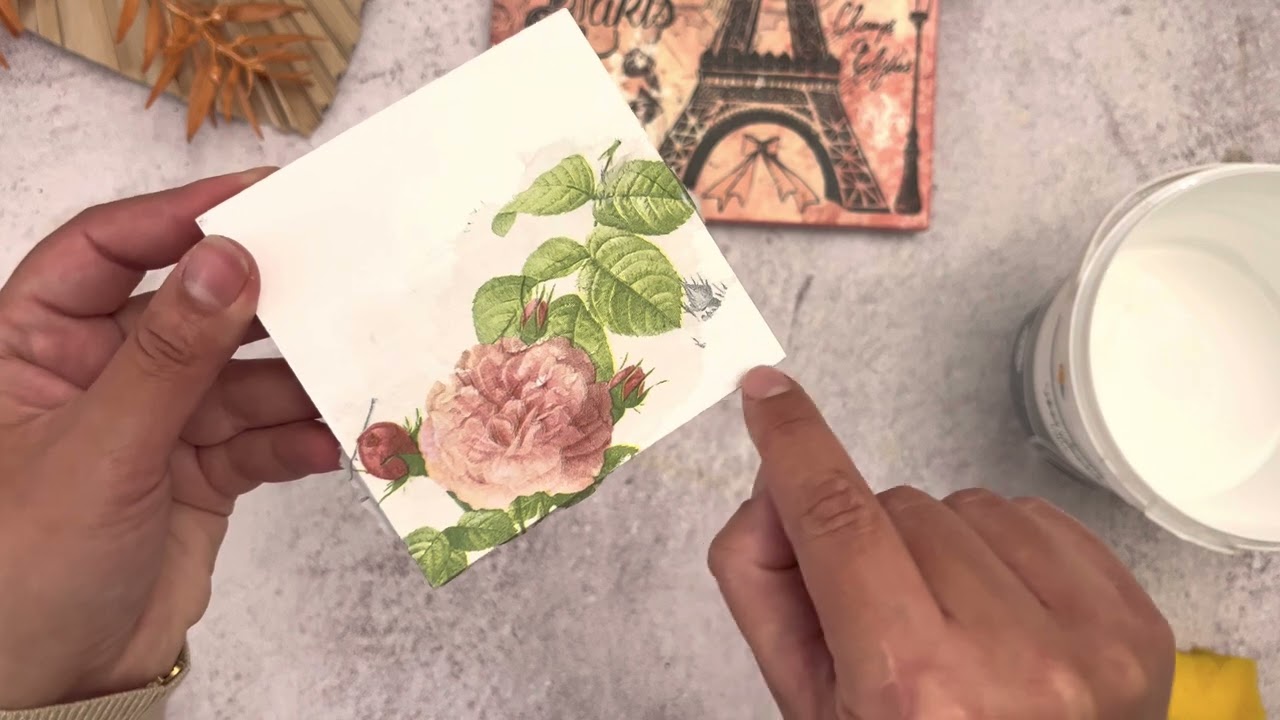 أسهل طريقة للزق مناديل الديكوباج للمبتدئين ( napkins )