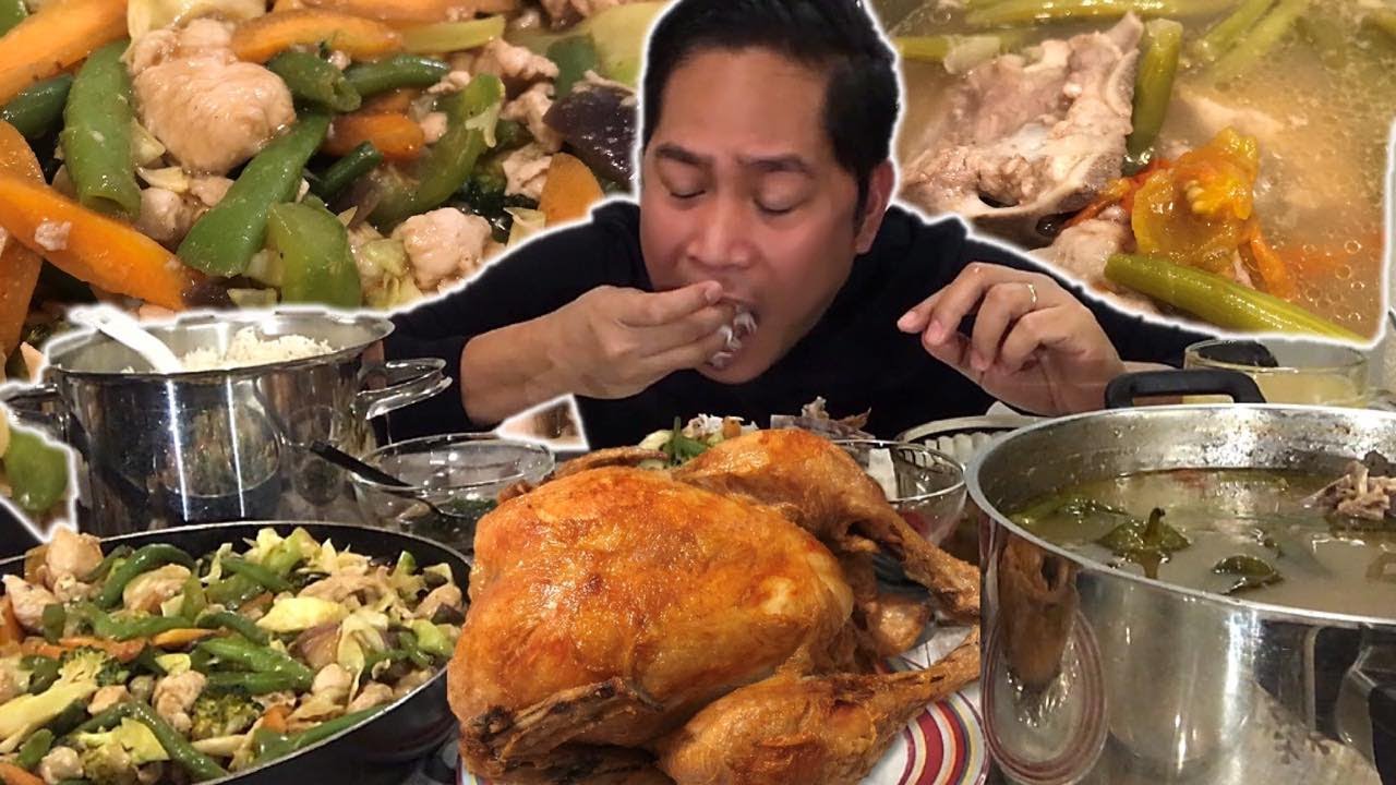 BUONG PRITONG MANOK!!! SINIGANG NA SPARE RIBS!!! CHOPSUEY!!! At iba pa. Mukbang. Filipino Food.