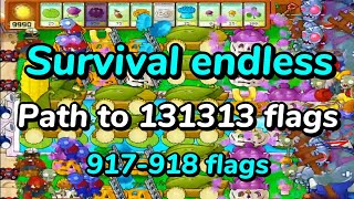 Plants vs Zombies. Survival Endless. Path to 131313 Flags | 917-918 Flags