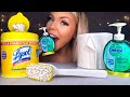 ASMR EDIBLE LYSOL WIPES CAKE, TOILET PAPER CAKE, EDIBLE JELLO HAND SANITIZER, DISH BRUSH MUKBANG 먹방