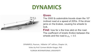 DYNAMICS, Example 14.3.2 Principle of Work and Energy