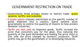 International Business - Lecture 16 - Free trade  vs Protectionism