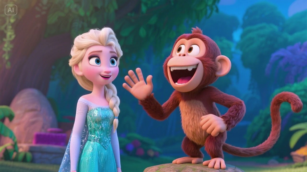 Elsa and the Monkey Who Laughed Too Loud 2 ❄️🐒🎶 | Funny Winter Rhyme for Kids