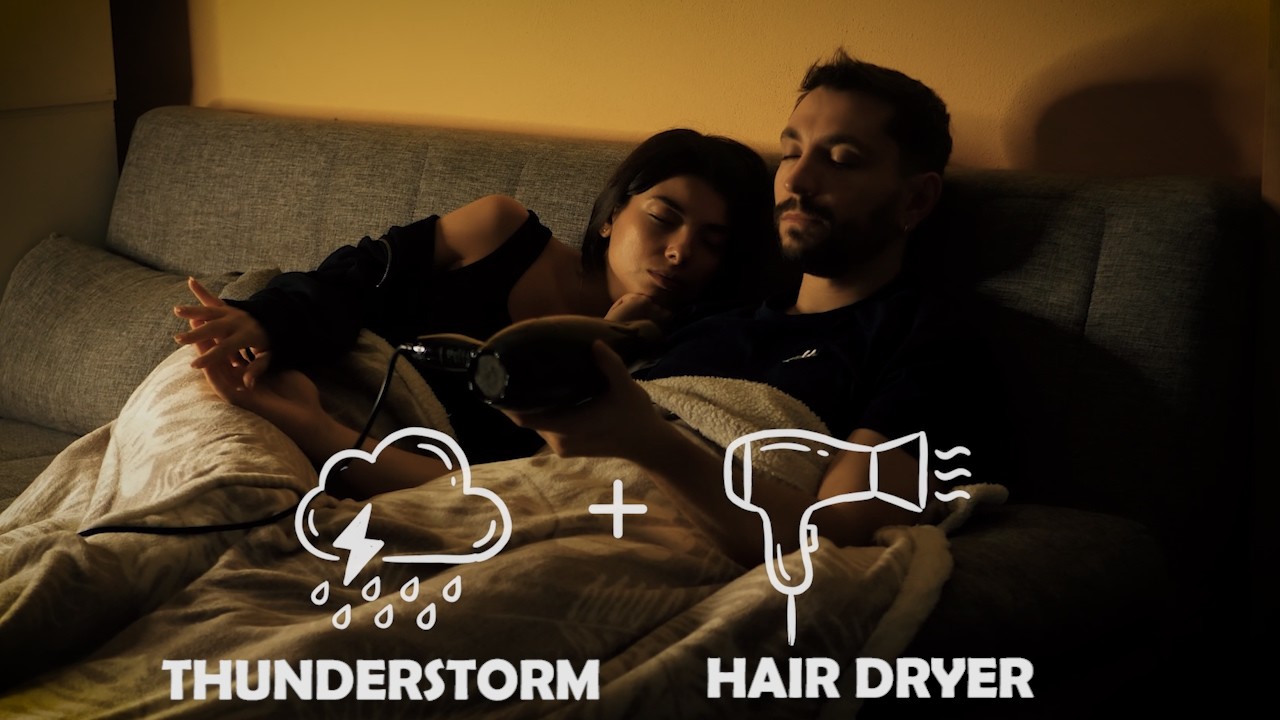 ⛈️ Cozy Hair Dryer + Thunderstorm | 3 Hours Stress Relief ASMR