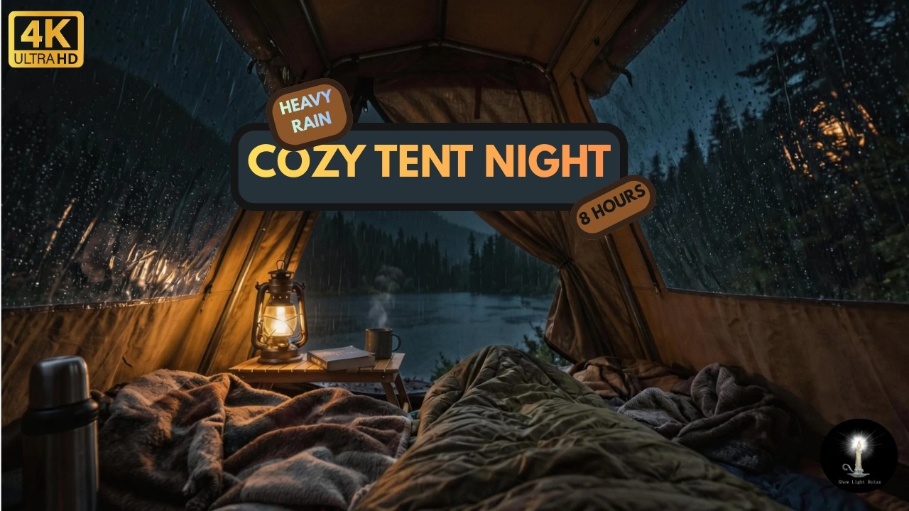 Rain on Tent at Night by the Lake ⛺🌧️ Cozy Camping Ambience for Deep Sleep (8 Hours)