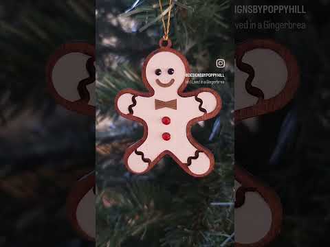 [Laser cut and engrave] Gingerbread Man Christmas Ornament on Tree