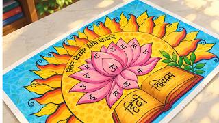 Hindi Diwas Drawing in Oil Pastel/ Hindi Diwas Poster / How to Draw Hindi Diwas / Hindi Day Drawing