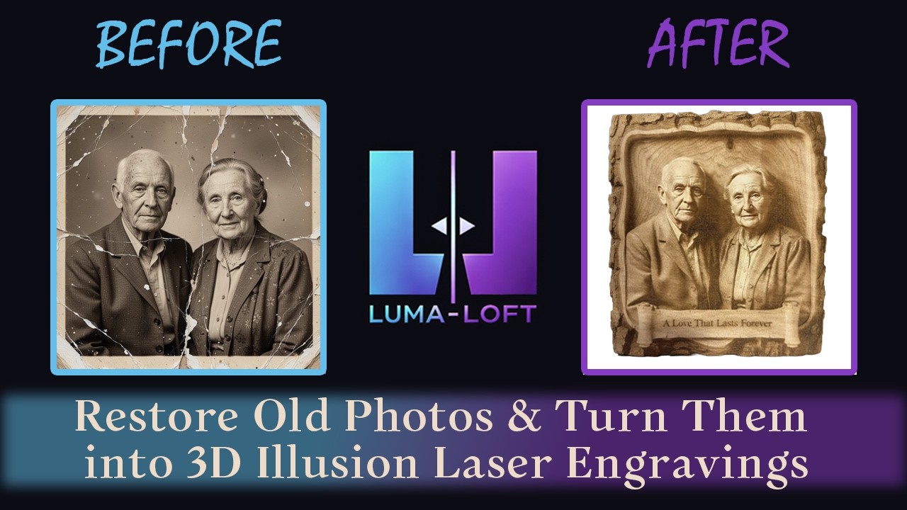 Восстановите старые фотографии и превратите их в 3D-иллюзионные лазерные гравюры | Полный рабочий...