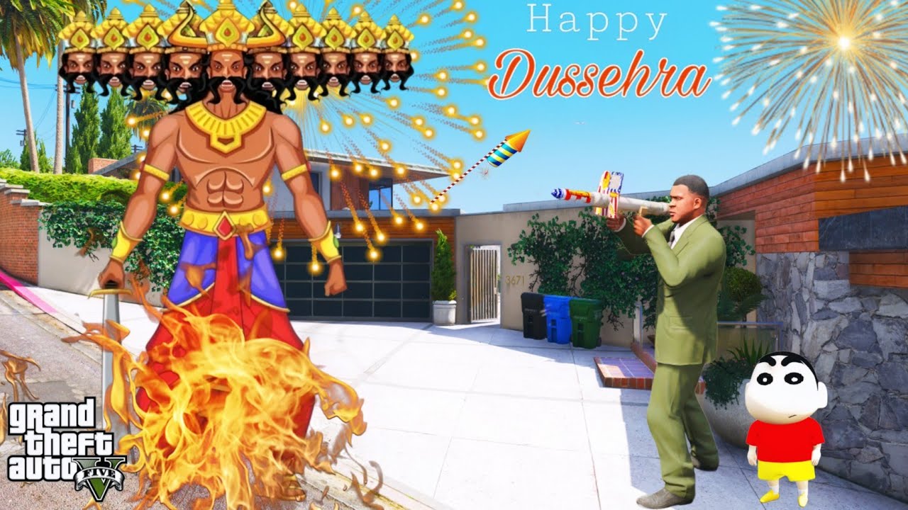 Franklin And Shinchan Celebrate Happy Dussehra ( 2025)  or Enjoy Full Day In GTA V
