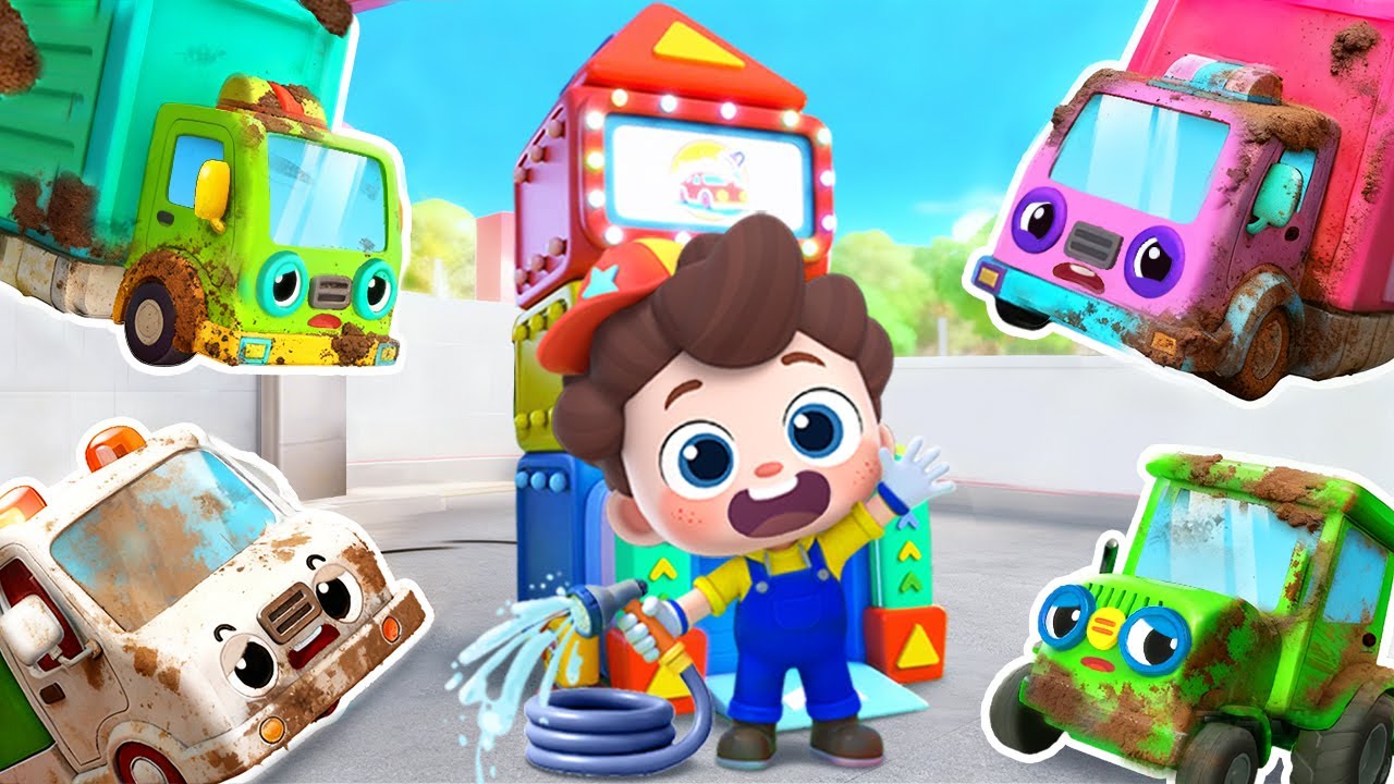 Let's Wash the Cars🚜🛻🚓 | Learn Street Vehicles for Kids | Nursery Rhymes & Kids Songs | BabyBus