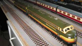 HO Proto 2000 EMD E8 E9 A and A-A unit Walthers Alco FA 1 A-A unit Trix GG1 test run no music