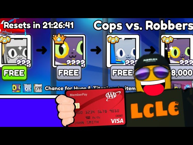 i got EVERY HUGE & TITANIC & COMPLETED the COPS vs ROBBERS PACK Pet Sim 99 class=