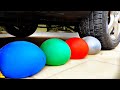 EXPERIMENT: CAR vs WATER BALLOONS - Crushing Crunchy &amp; Soft things with car - Satisfying ASMR