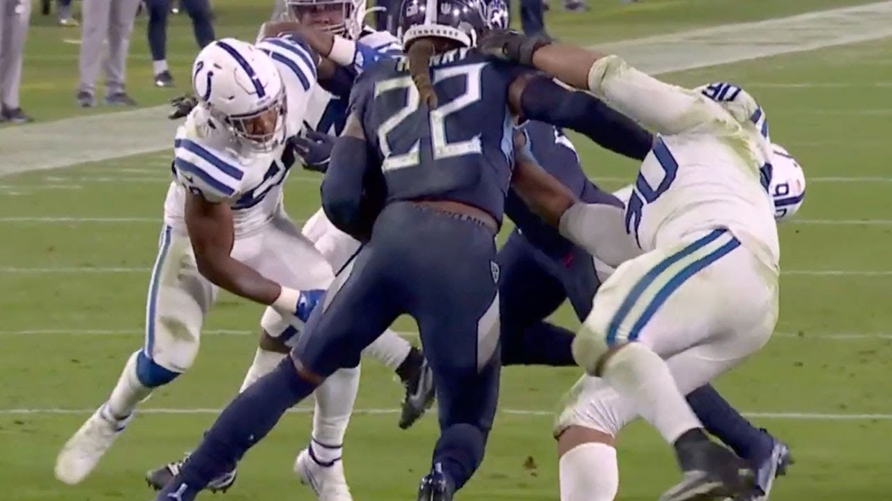 Derik Henry Stiff Arm 330 Pound Grover Stewart With Ease | Titans Vs Colts Week 9 Highlights