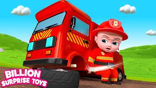 Baby Zay with BIG Surprise Eggs and Firetruck Rescue Stories for Kids!
