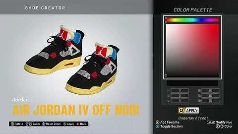 NBA 2K20 Shoe Creator - Air Jordan 4 x Union "Off Noir"