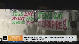 Johns Hopkins threaten academic discipline, police action as pro-Palestinian encampment continues