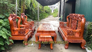 Bộ minh quốc voi chiến gỗ hương đá 6 món tay 14 chân 16 | đồ gỗ tuấn anh