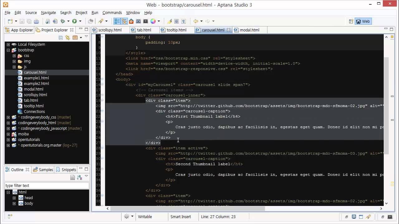 Twitter Bootstrap - javascript_plugins 6 - carousel - YouTube