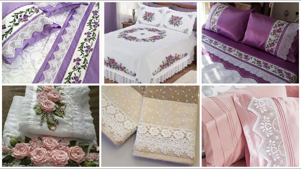 Top Classic Designers Bedsheets Designs ,Bridal Bedsheets,Royal Bedsheets With Crochet Lace