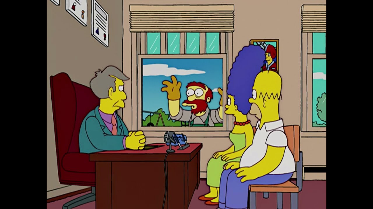 Groundskeeper Willie breaks a window (The Simpsons)