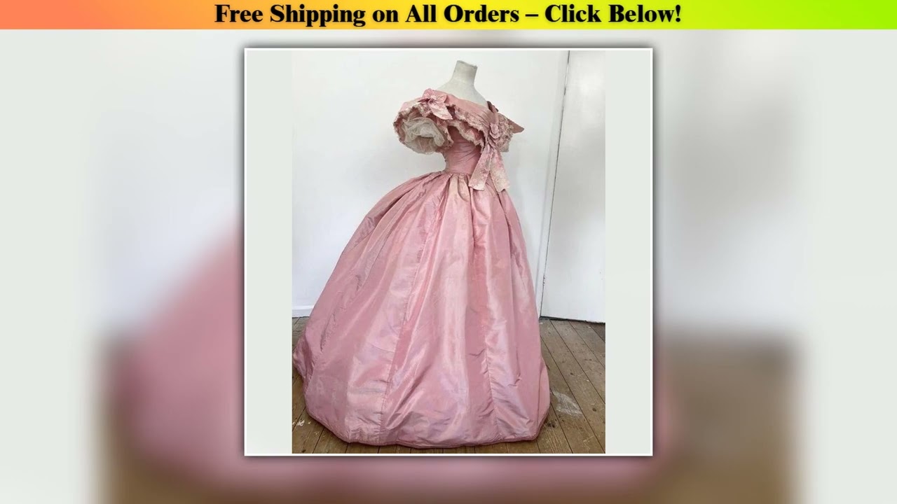 1850s 1860s Victorian Dancing Ball Gown Costume Civil War Princess Dress Pink Wedding Dress