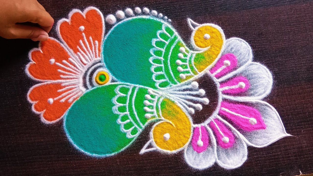 daily use rangoli || rangoli || rangoli design || freehand rangoli ...