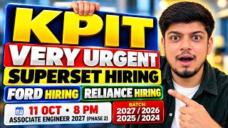 🔥KPIT Very Urgent Superset Hiring | Reliance GET PAN India | Off Campus 2028, 2027-2024 BATCH screenshot 5