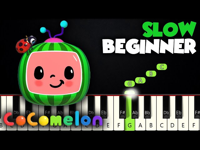 Cocomelon Theme | SLOW BEGINNER PIANO TUTORIAL + SHEET MUSIC by Betacustic class=