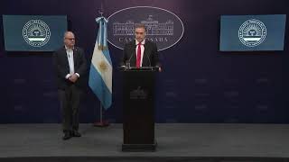 Conferencia de prensa del Vocero Presidencial, Manuel Adorni, y el Embajador de Israel, Eyal Sela.