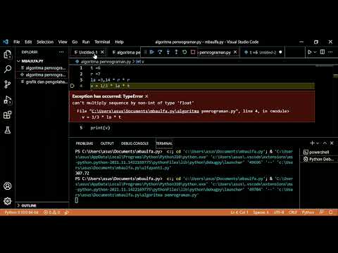 pemrograman visual studio code menghitung luas kerucut
