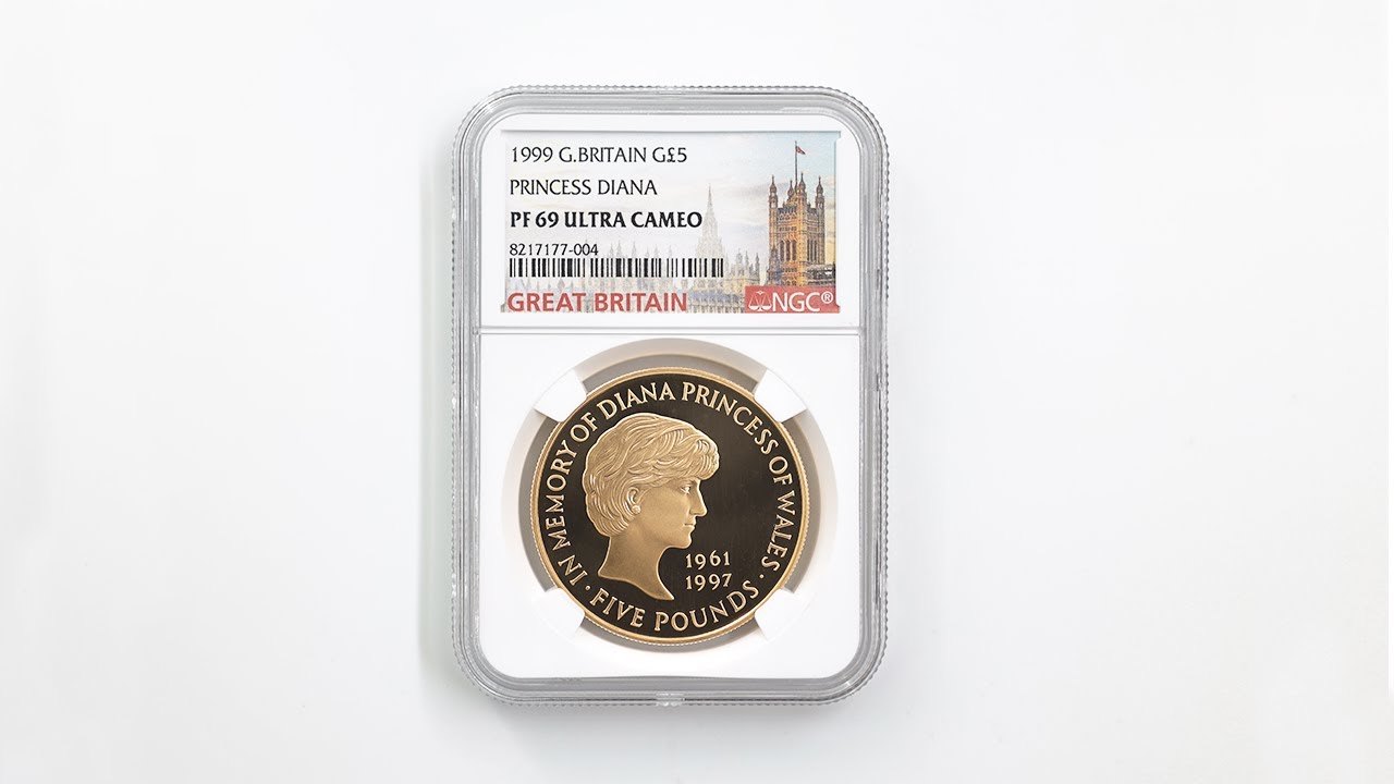 1999 英国 ダイアナ妃追悼記念 5ポンド 金貨 プルーフ NGC PF 69 UC 準