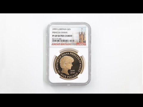 1999 英国 ダイアナ妃追悼記念 5ポンド 金貨 プルーフ NGC PF 69 UC 準