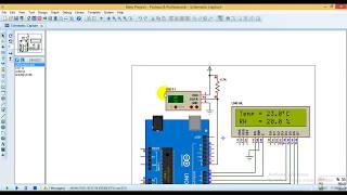 Arduino with DHT11 sensor and LCD - Proteus simulation