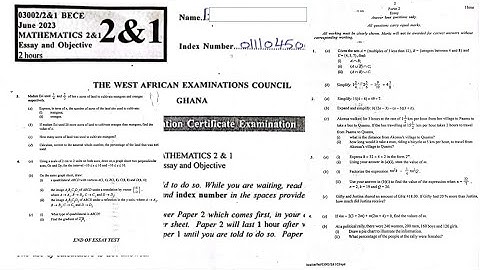 BECE 2023 Mathematics Paper 2 Complete Solution