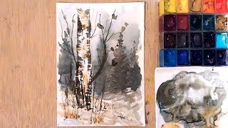 Acuarela facil de un Bosque. Watercolor Forest Acuarelas